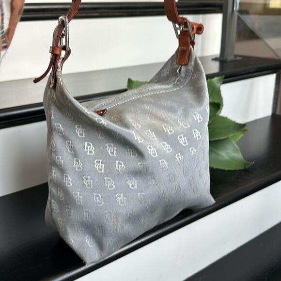Dooney & Bourke Handbags - Dooney & Bourke genuine leather signature canvas shoulder handbag purse neutral